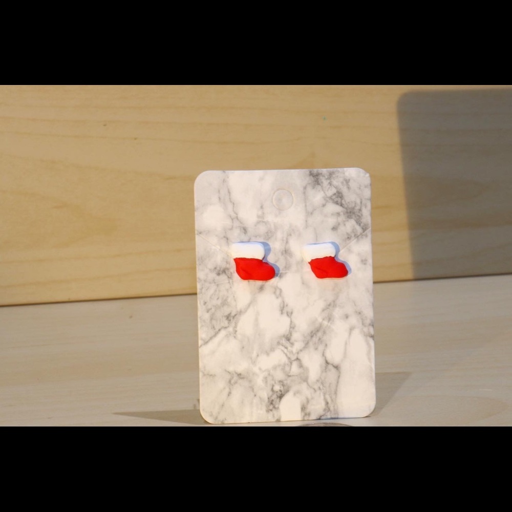 Handmade Christmas stocking stud earrings!